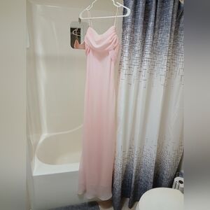 Draped Pastel Pink Prom Gown